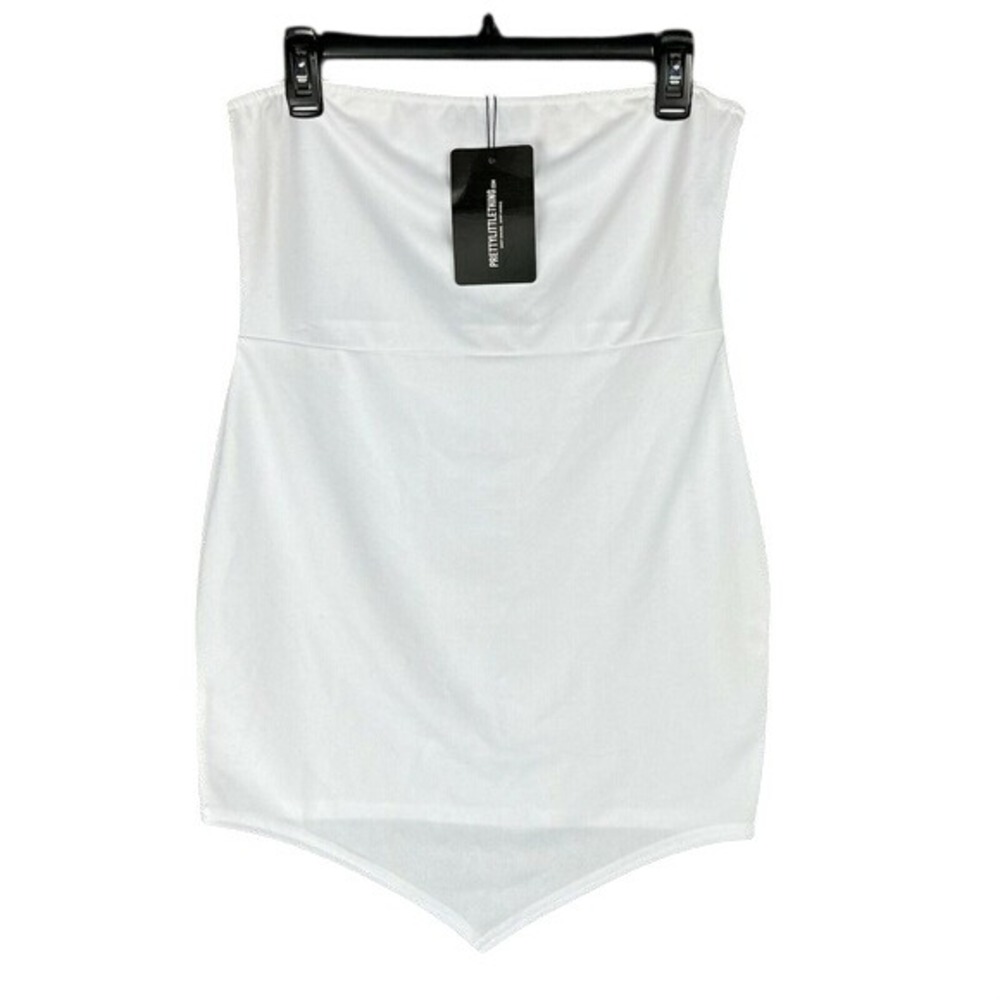 Pretty Little Thing Skirt Womens 12 White Stretch Casual‎ Short Straight Pencil